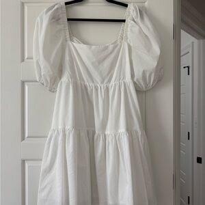 White Puff Sleeve Dress